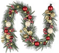 Valery Madelyn 6 Ft Christmas Garland with Lights for Mantle Red Gold by ValeryMadelyn