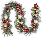 Valery Madelyn 6 Ft Christmas Garland with Lights for Mantle Red Gold by ValeryMadelyn
