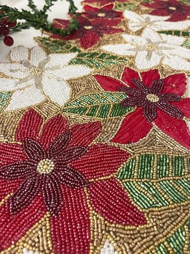 Handmade Table Runner, Floral Spring Beaded Table Runner, 13x36 inch - Image 3