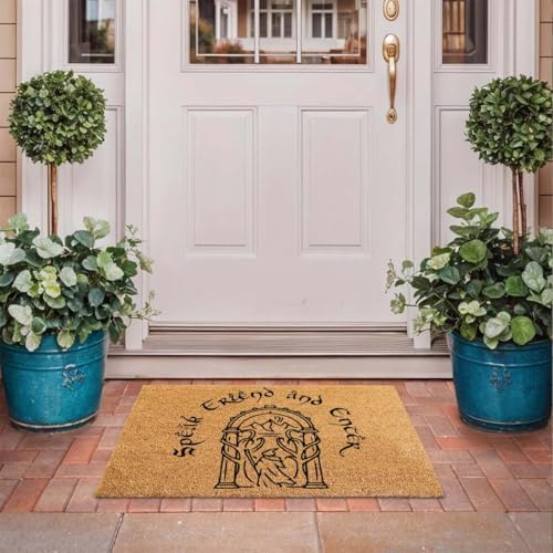 Funny The Entrance Way Outside Personalized Rug with Heavy-Duty Non Slip Outdoor Coconut Coir Doormat Pets Lover Gift 23.6 x 15.7 inch (Speak Friend and Enter) - Image 4