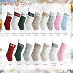 Personalized Christmas Stockings,Custom Embroidered Name & Monogram Knit Stockings for Kids,Family - Classic Cable Knit 18" Christmas Stocking for Fireplace Holiday Decor(10 Pack) - Image 2