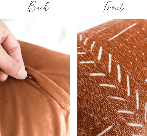 BlissBlush Decorative Lumbar Throw Pillow Covers 12X20 Set of 2, Brick Red Rust Boho Farmhouse Cushion Cover, Soft Accent Pillowcase for Couch Sofa Bed Living Room Home Décor - Image 5