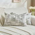 FUTEI Pack of 2 Faux Cashmere Throw Pillow Covers 12x20 Inch,Grey White by FUTEI