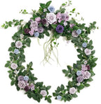 Ling's Moment Flower Garland, 6FT Eucalyptus & Rose, Purple by LingsMoment