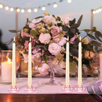 36 PCS Glass Taper Candle Holders Bulk Pink Candlestick Holders Clear Short Tapered Candle Stick Holder Decor Set for Table Centerpiece Wedding Party Advent Christmas Home Decorations - Image 4
