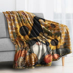 Gnome Blanket, Fall Pumpkin Sunflower Fleece Throw Blanket Twin Size for Couch Bed Sofa, Yellow Plaid Blankets and Throws, Decor & Gifts, Super Soft Plush Flannel Blanket, 60x80 - Image 2