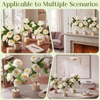 Soulchen 6 Pcs Faux Peony Flowers 12 Inch with Wood Base Tabletop Decor - Image 4