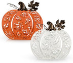 2 Pcs Fall Pumpkins Decor Lighted Metal Pumpkins for Autumn Decoration by Oairse