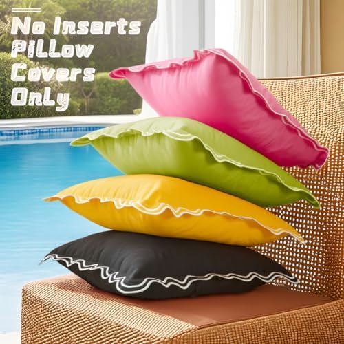 JOJOGOGO Yellow Scalloped Outdoor Lumbar Pillow Covers 12x20 Set of 2 - Image 7
