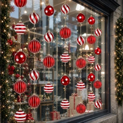 Thenshop 18 Pcs Christmas Window Decorations Xmas Hanging Ball Ornament Kit by Thenshop