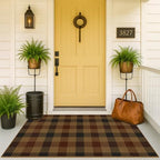 JTJ Easy Jute 3x5 Outdoor Rug, Black & Brown Plaid, Washable - Image 3