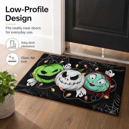 Pycat Halloween Doormat 32x48in Spooky Pumpkin Faces Ghost Spiderweb String - Image 4