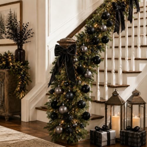 Hollowfly Black 56 Pcs Velvet Christmas Balls Ornaments Set - Image 6