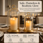 Hurricane Glass Candle Holders, 5"&4" Gold Candle lantern Holders (Include Led Pillar Candles) Hurricane Candle Holder for Adding Vintage Elegance to Home Decor Dining Tables Mantels - Image 3