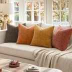 MIULEE Decorative Chenille Fall Pillow Covers Orange Brown 18x18 Pack of 4 - Image 5