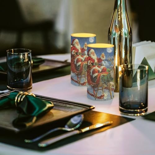 Flameless Candles with Remote Santa Claus Sled Electric Candles Flickering Battery Operated LED Candles Color Changing with Remote Timer for Christmas Party Room Table Decor Set of 2 - Image 5