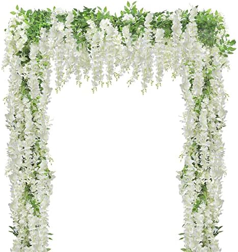 U'Artlines 15Pcs 7.2 Ft/Piece Artificial Wisteria Garland White by UArtlines