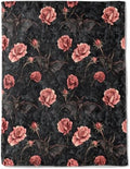 Gothic Bat and Rose Fleece Blanket - Lightweight Soft Cozy Gifts Throw for Goth Lovers, Kids,Women,Dark Romantic Black Blankets,Home Room Modern Halloween Decor 50x60in by AINORI
