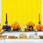 Tigeen 24 Pcs Faux Marigold Flowers Garland 5 Ft Strands,Yellow - Image 5