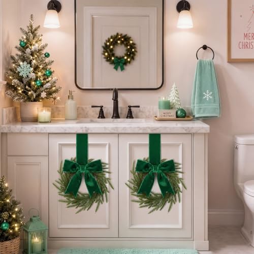6 Pcs Christmas Green Wreaths Kitchen Cabinet Decorations - Image 4