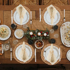 24 PCS Round Woven Placemats Set, 8 Boho Rattan Tablemats 13" Natural Water Hyacinth Farmhouse Place Mats with 8 Napkin, 8 Wooden Beads Napkin Ring for Kitchen Dining Table Decor Wedding Christmas - Image 5