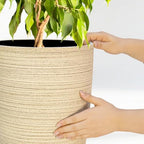 ZMTECH 4 Pack Plastic Planters 21/18/12/10in, Beige Faux Stone Finish Round Flower Pots with Drainage Holes & Saucers, Large Tall Plant Pots for Indoor Outdoor, Patio Garden Decor, Plant Containers - Image 6