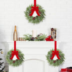6 Pcs 15inchs Small Christmas Wreath for Kitchen Cabinets Mini Xmas Wreaths with Ribbon Christmas Decorations Candle Rings Red Berry Pine Cone Wreaths for Windows Farmhouse Xmas Decor - Image 6