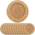 LemonRoad 13 Inch Boho Placemats Set of 12 Large Round Farmhouse Chargers Plate Mats Cattail Weave Woven Table Mats for Dining Plates Rustic Home Kitchen Wedding Party Table Decor, Natural Colors by Unknown