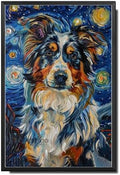 Metal Sign Vintage Tin Sign Australian Shepherd Starry Night Shepherd Vigilant Herder in Sky for Home Farm and Seasonal Displays Rustproof Aluminum 8×12 Inches with Metal Frame by YmyooForTinSign