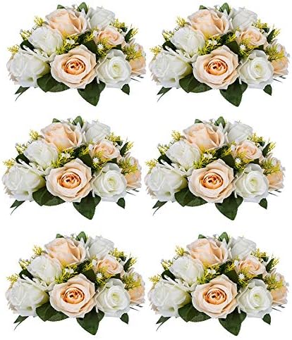 NUPTIO Flower Balls Wedding Table Centerpieces, Peachy Champagne & White by Nuptio