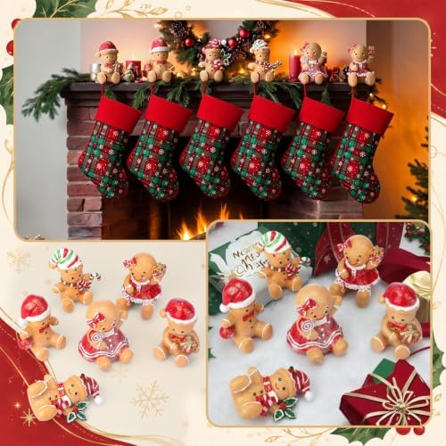 Wonderjune 6 Pcs Christmas Stocking Holders for Mantle, Gingerbread Man - Image 5