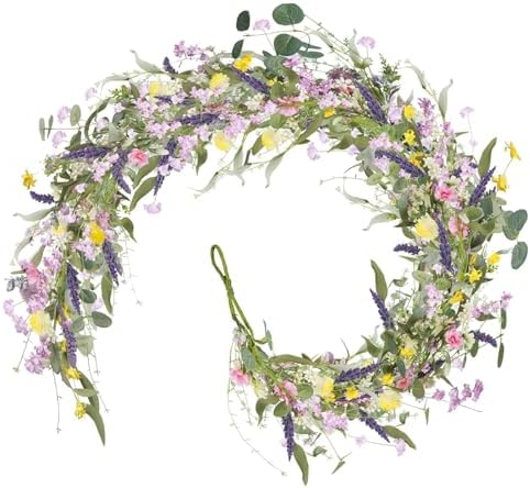 5.9FT Artificial Flowers Garland Silk Spring Summer Garland for Mantle by HUAESIN