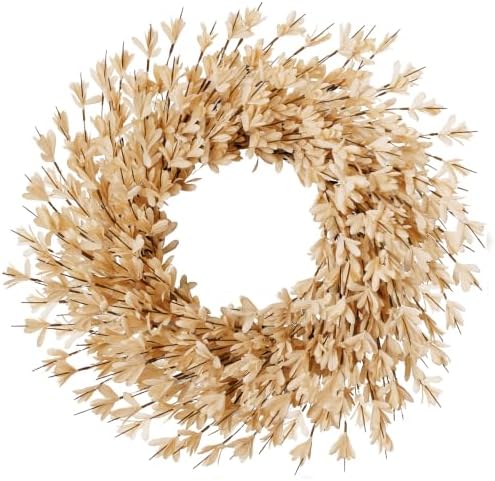 26 Inch Fall Wreath for Front Door, Autumn Thanksgiving Decor (Wheat) by FLAGLY