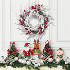 Garvee Artificial Christmas Wreath for Front Door, 18" Snow Flocked Wreath - Image 2