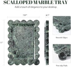 Koville Scalloped Marble Tray, 11"x8" Marble Vanity Tray for Countertop Bathroom Kitchen Dresser, Natural Stone Tray for Jewelry Perfume Home Decor, Decorative Catchall Trays(Green) - Image 2