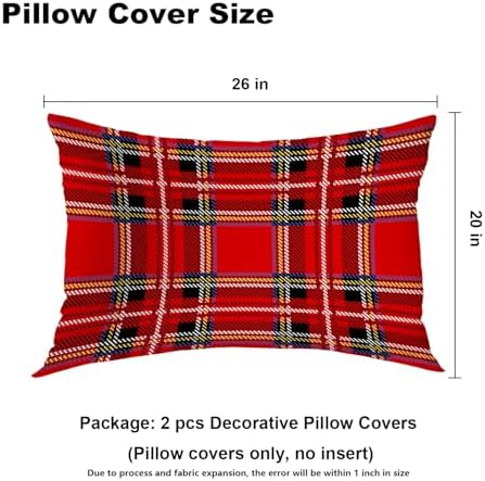 Batmerry Red Colorful Abstract Plaid Pillowcases, Royal Stewart Tartan Classic Red Scottish Plaid Decorative Bed Pillow Cover with Hidden Zipper Soft Blended for Hair and Skin 20X26 in - Image 4