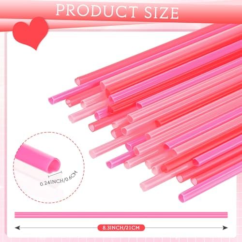 Zopeal 360 Pcs Heart Shaped Straws, Red, Rose Red, Pink - Image 2