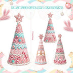 Simgoing 3 Pcs Pink Gingerbread Christmas Tree Figurines Pastel Table Decor - Image 2