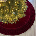 Ruffled Velvet Christmas Tree Skirt with Foam Padding, Nylon Backing and Lace-Up Tie Closure (Burgundy, 72-Inch) by StarryDynamo
