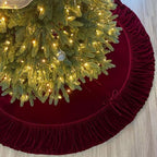 Ruffled Velvet Christmas Tree Skirt with Foam Padding, Nylon Backing and Lace-Up Tie Closure (Burgundy, 72-Inch) by StarryDynamo