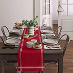 Red Table Runner Dresser Scarves, Farmhouse Red Dining Table Runners 120 inches Long Linen Stripe Coffee Table Runner,Non-Slip Washable Table Setting Decor for Wedding Party Holiday Dinner - Image 4