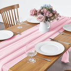 Pufogu 10 Pack 10Ft Light Pink Chiffon Table Runner Sheer 29x120 Inch - Image 2