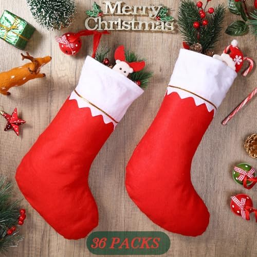 Zubebe 36 Pcs Christmas Stockings Bulk 15 Inch Felt, Red - Image 3