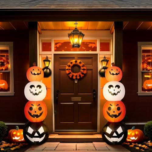 Fourluoo 2 Pcs 4.6 ft Halloween Inflatable Pumpkin Light up Yard Decor - Image 7