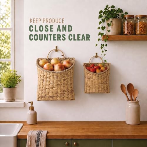 84ECO Set of 2 Wicker Hanging Baskets for Wall, Door - Wall Basket Decor - Image 5