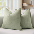 MIULEE Pack of 2 Sage Green Euro Shams Chenille Pillow Covers 26x26 Inch by MIULEE