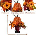 Svndlyn 15 Inch Lighted Fall Pumpkin Arrangement with Pumpkin, Daisies - Image 3