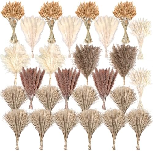 610 PCS Dried Pampas Grass Decor, Dried Flower Bouquets for Wedding, Home, Centerpiece Table, Modern Home, Western Living Room, Nurserie, Nursery, Boho Room, Beach, Women Office, and Boho Decor by CKBT