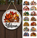 Interchangeable Door Sign, 12 In Wooden Welcome Sign for Front Door (2 Set * 16 Pcs) by Unknown