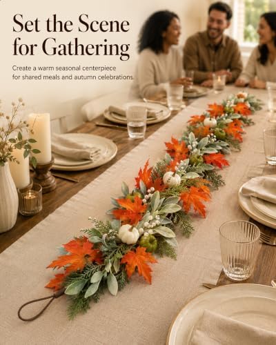 6FT Fall Garland for Mantel with Pumpkins and Maple Leaves - Image 5